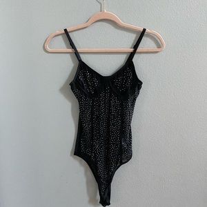 Black rhinestone bodysuit